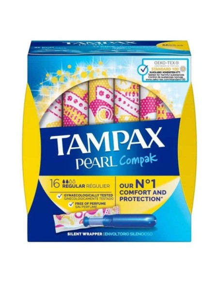 TAMPAX COMPAK PEARL TAMPON 100%ALGODON REGULAR 1