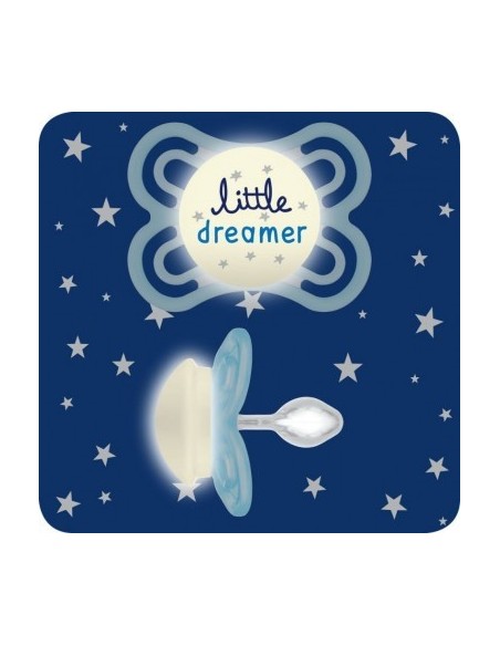 CHUPETE SILICONA FISIOLOGICO MAM PERFECT NIGHT + 16 MESES 1 UNIDAD COLOR AZUL