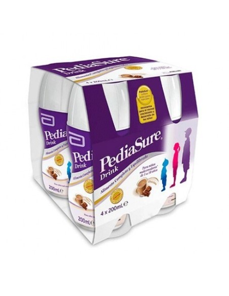 PEDIASURE DRINK 4 BOTELLAS 200 ML SABOR CHOCOLATE