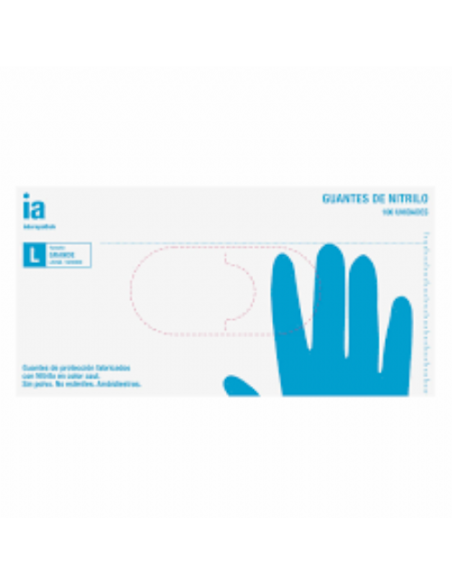 GUANTES DE NITRILO SIN POLVO INTERAPOTHEK 100 UNIDADES TALLA L