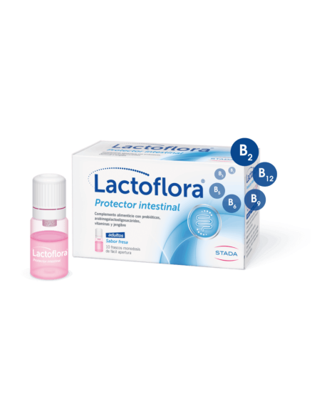 LACTOFLORA PROTECTOR INTESTINAL ADULTO  10 VIALES 7 ML SABOR FRESA