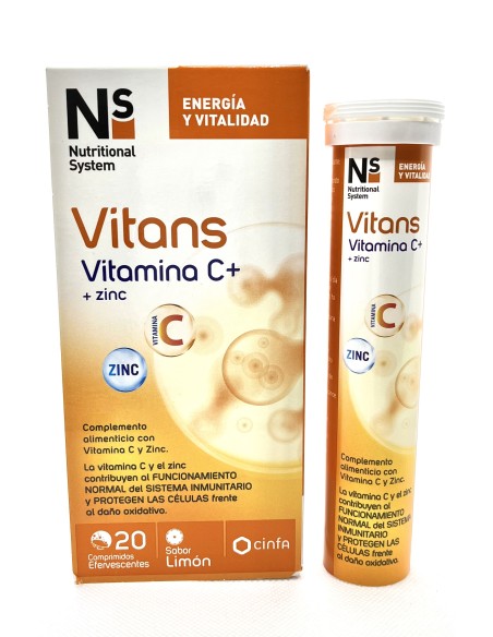 NS VITANS VITAMINA C + ZINC 20 COMRPIMIDOS EFERVESENTES SABOR LIMON