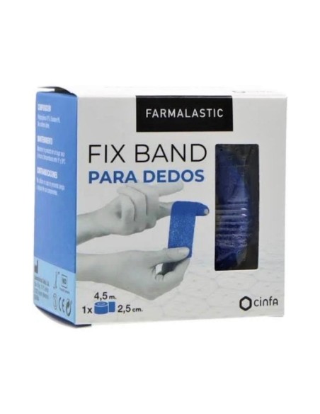 VENDA ELASTICA ADHESIVA FARMALASTIC FIX BAND PARA DEDOS 1 UNIDAD 4,5 M X 2,5 CM COLOR AZUL