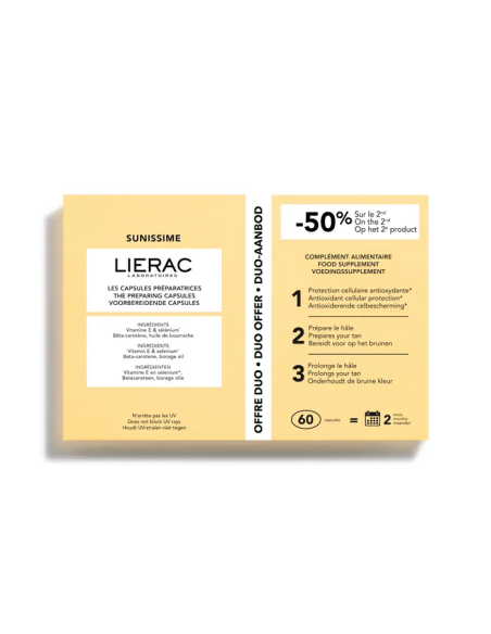 LIERAC SUNISSIME CAPSULAS PREPARADORAS DE BRONCEADO PACK 60 CAPSULAS