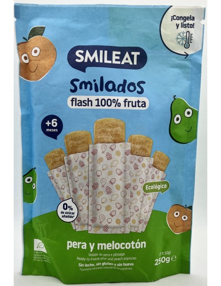 SMILADOS FLASH 100% FRUTA PERA Y MELOCOTON 5 UNIDADES