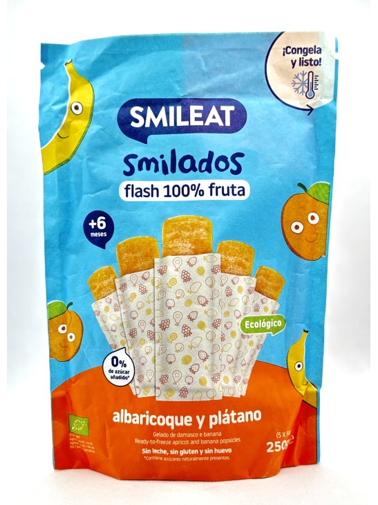 SMILADOS FLASH 100% FRUTA ALBARICOQUE Y PLATANO 5 UNIDADES