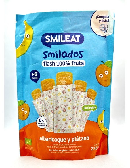 SMILADOS FLASH 100% FRUTA ALBARICOQUE Y PLATANO 5 UNIDADES