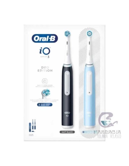 CEPILLO DENTAL ELECTRICO ORAL-B IO3 DUO 2 UNIDADES COLOR MATT ICE AZUL Y NEGRO