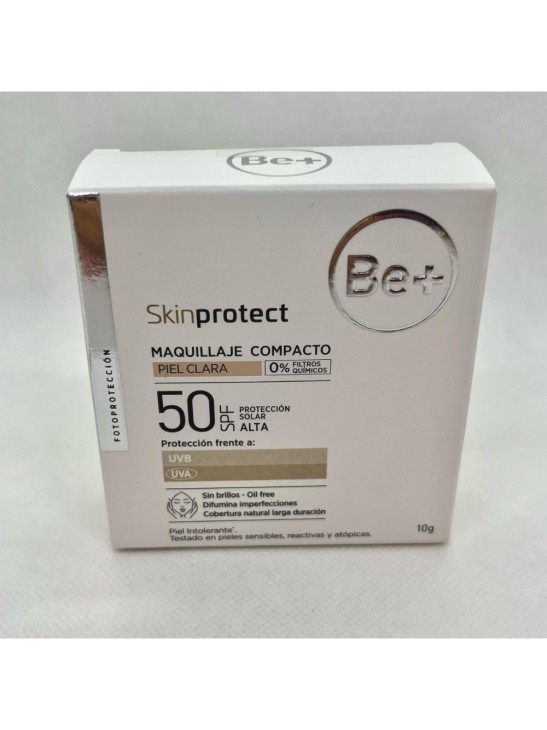 BE+ SKINPROTECT MAQUILLAJE COMPACTO MINERAL SPF50  1 ENVASE 10 G PIEL CLARA