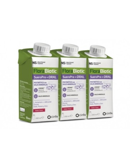 NS FLORABIOTIC SUEROPRO+ ORAL  3 ENVASES 200 ML SABOR FRESA
