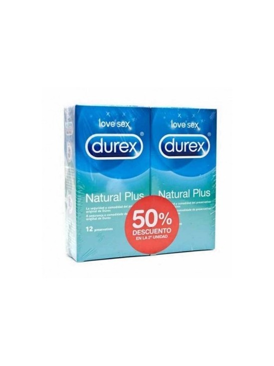 DUREX NATURAL PLUS PRESERVATIVOS 12 PRESERVATIVOS 2 CAJAS