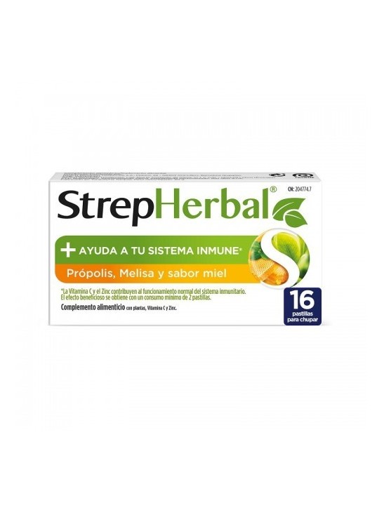 STREPHERBAL  16 PASTILLAS PARA CHUPAR SABOR PROPOLIS MELISA MIEL