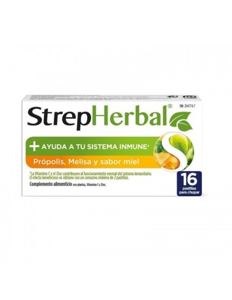 STREPHERBAL  16 PASTILLAS PARA CHUPAR SABOR PROPOLIS MELISA MIEL