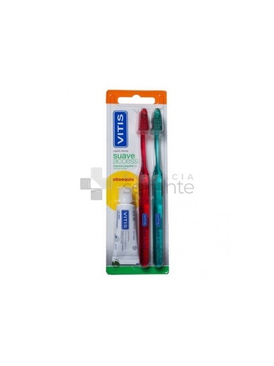 CEPILLO DENTAL ADULTO VITIS ACCESS SUAVE BLISTER 2 UNIDADES