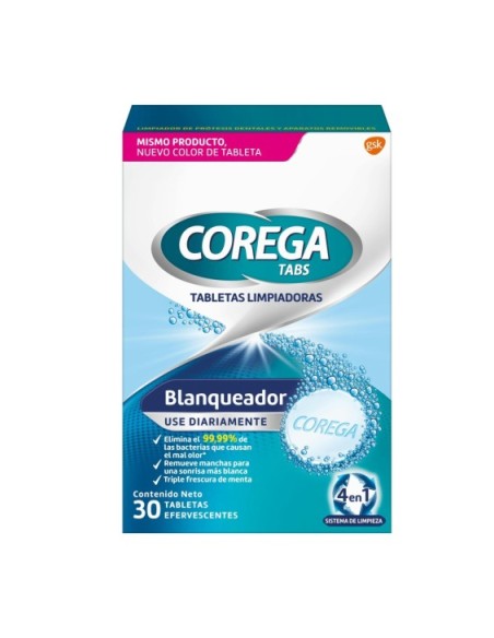 COREGA BLANQUEADOR LIMPIEZA PROTESIS DENTAL 30 TABLETAS