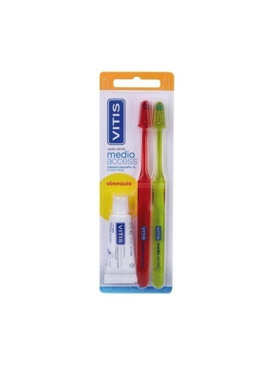 CEPILLO DENTAL ADULTO VITIS ACCESS MEDIO BLISTER 2 UNIDADES