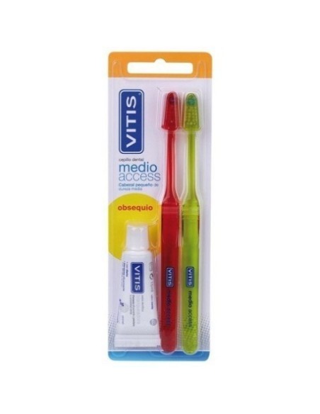 CEPILLO DENTAL ADULTO VITIS ACCESS MEDIO BLISTER 2 UNIDADES