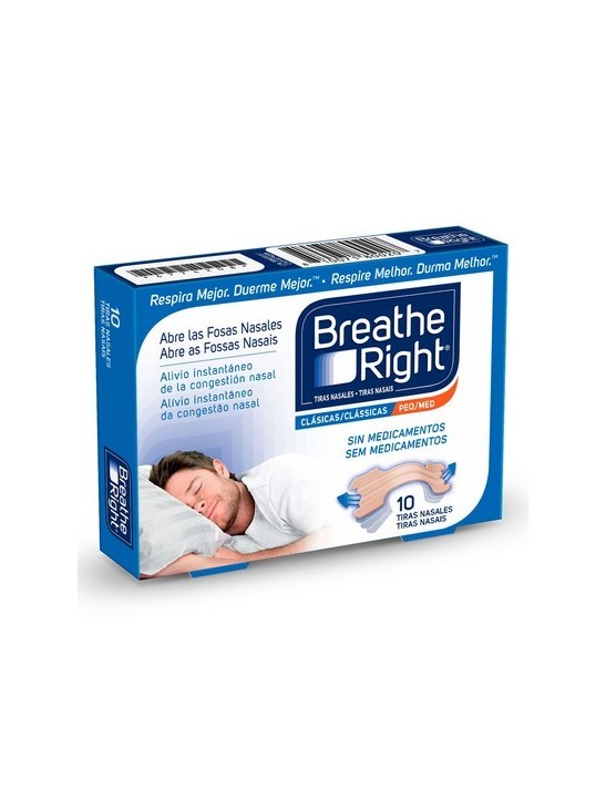 BREATHE RIGHT CLASICAS TIRA ADH NASAL 10 UNIDADES TALLA PEQUEÑA-MEDIANA