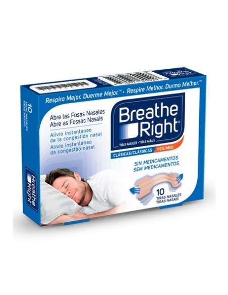 BREATHE RIGHT CLASICAS TIRA ADH NASAL 10 UNIDADES TALLA PEQUEÑA-MEDIANA