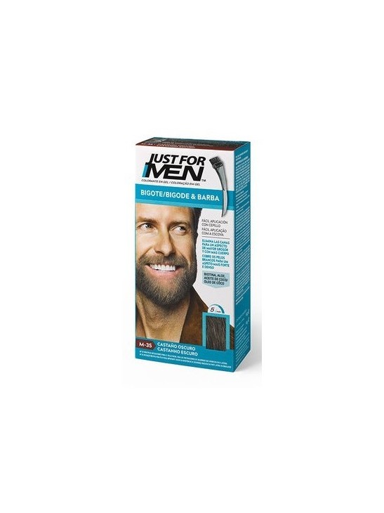 JUST FOR MEN BIGOTE Y BARBA GEL COLORANTE 1 ENVASE 30 ML COLOR CASTAÑO OSCURO