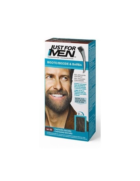 JUST FOR MEN BIGOTE Y BARBA GEL COLORANTE 1 ENVASE 30 ML COLOR CASTAÑO OSCURO