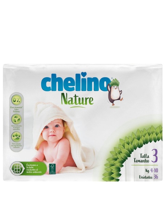 PAÑAL INFANTIL CHELINO NATURE TALLA 3 36 UNIDADES