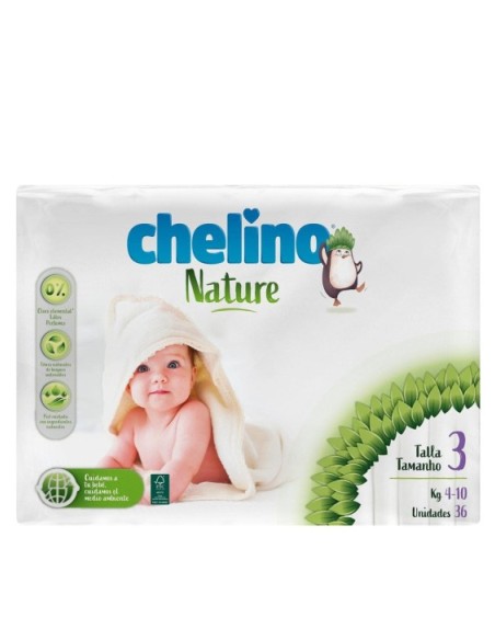 PAÑAL INFANTIL CHELINO NATURE TALLA 3 36 UNIDADES