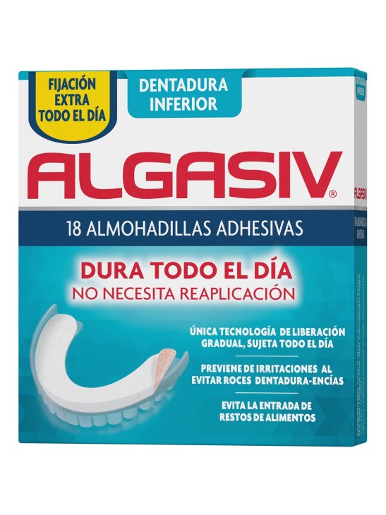 ALGASIV ALMOHADILLAS ADHESIVAS DENTADURA INFERIOR  18 UNIDADES