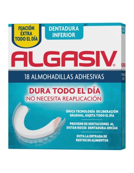 ALGASIV ALMOHADILLAS ADHESIVAS DENTADURA INFERIOR  18 UNIDADES