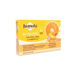 JUANOLA PROPOLIS MIEL ALTEA Y VITAMINA C  24 PASTILLAS DE GOMA SABOR NARANJA