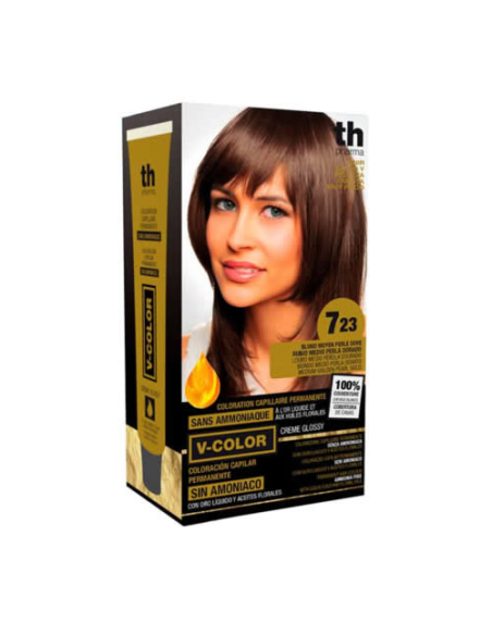 TH PHARMA VITALIA SIN AMONIACO COLORACION CAPILAR PERMANENTE COLOR 7.23 RUBIO MEDIO PERLA DORADO