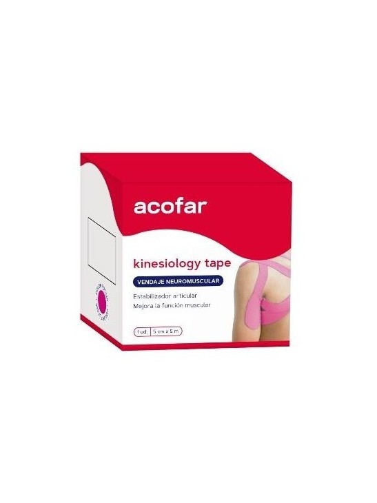 ACOFAR KINESIOLOGY TAPE VENDAJE  1 UNIDAD 5 M X 5 CM COLOR FUCSIA