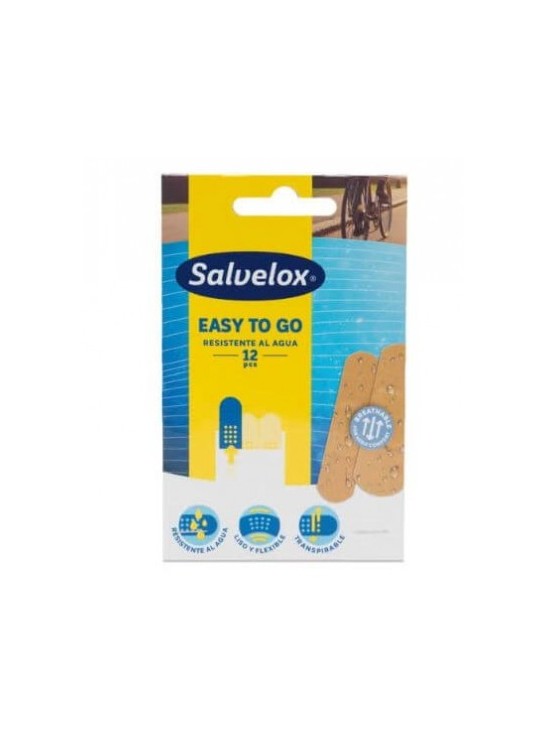 Apósitos adhesivos Salvelox Easy To Go resistentes al agua 12 unidades protección de heridas pequeñas impermeable