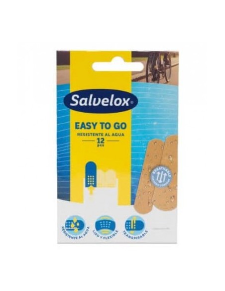 Apósitos adhesivos Salvelox Easy To Go resistentes al agua 12 unidades protección de heridas pequeñas impermeable