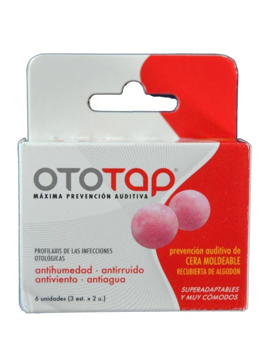 Tapones de oídos de cera Ototap 6 unidades protección contra ruido y agua ajuste cómodo y moldeable