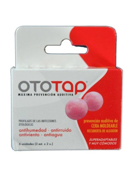 Tapones de oídos de cera Ototap 6 unidades protección contra ruido y agua ajuste cómodo y moldeable