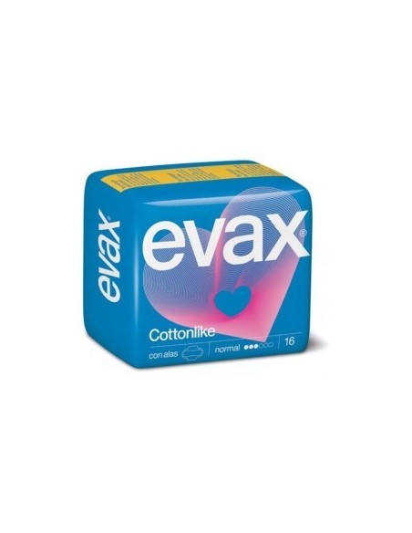COMPRESAS HIGIENICAS FEMENINAS EVAX COTTONLIKE NORMAL CON ALAS 19 COMPRESAS