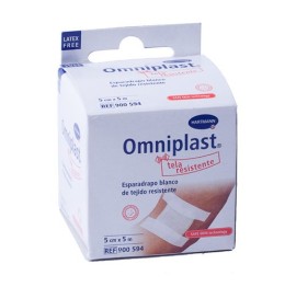 ESPARADRAPO HIPOALERGICO OMNIPLAST TEJIDO RESISTENTE 1 UNIDAD 5 M X 5 CM COLOR BLANCO