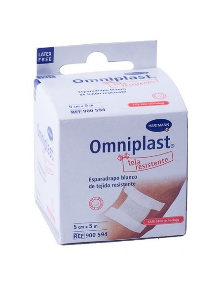 ESPARADRAPO HIPOALERGICO OMNIPLAST TEJIDO RESISTENTE 1 UNIDAD 5 M X 5 CM COLOR BLANCO