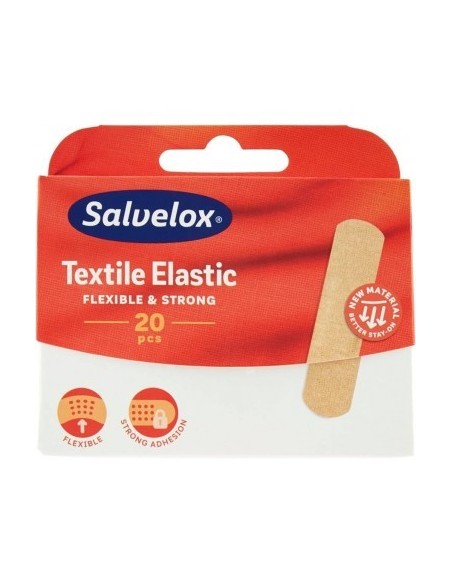 Apósitos adhesivos Salvelox Textile Elastic 20 unidades de tela elástica protección flexible y resistente para heridas