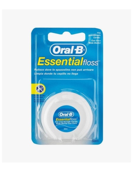 ORAL-B ESSENTIAL FLOSS FLUOR SEDA DENTAL CON CERA MENTA 50 M