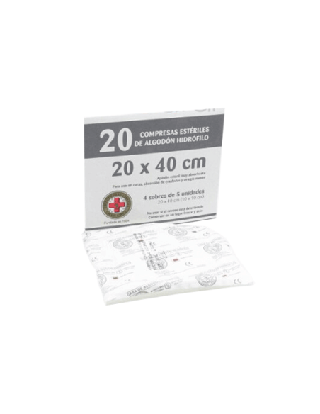 Gasas estériles de algodón hidrófilo Gran Cruz 4 sobres de 5 unidades compresas para limpieza y cuidado de heridas