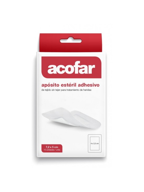 APOSITO ESTERIL TEJIDO SIN TEJER ADHESIVO ACOFAR 10 APOSITOS 7,2 CM X 5 CM