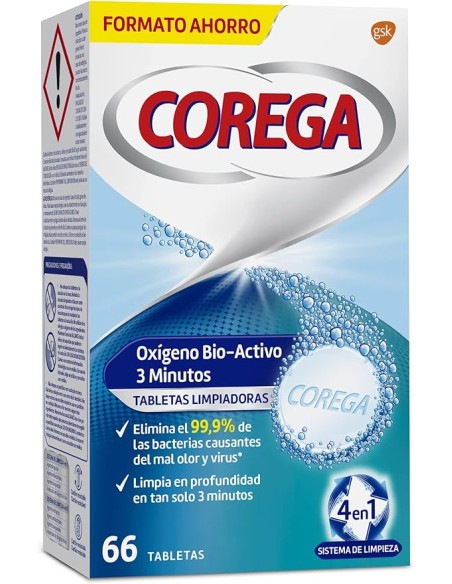 COREGA OXIGENO BIO-ACTIVO LIMPIEZA PROTESIS DENTAL 30 TABLETAS