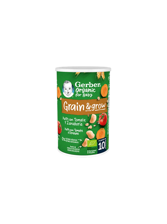 GERBER GRAIN & GROW PUFFS CON TOMATE Y ZANAHORIA 35G