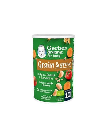 GERBER GRAIN & GROW PUFFS CON TOMATE Y ZANAHORIA 35G