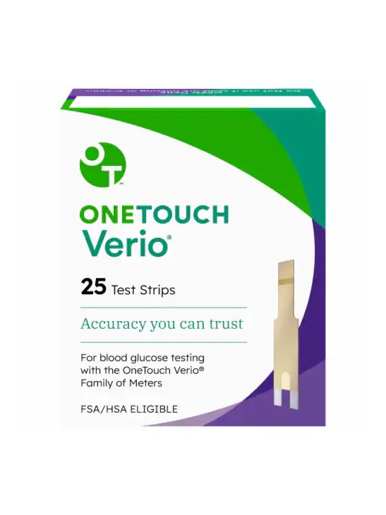 Tiras reactivas OneTouch Verio 25 unidades para medición de glucosa en sangre control de glucemia preciso