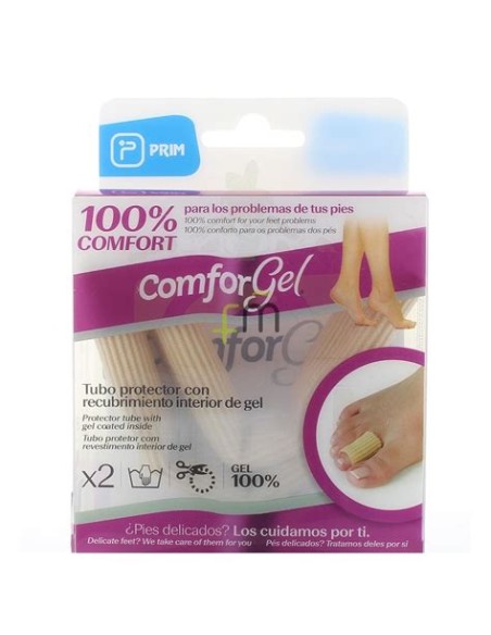 ComforGel Tubo Protector Dedos – Tejido Canalé, Recubrimiento Gel,  1,5 cm – 2 uds