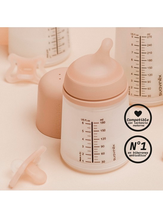 SUAVINEX BIBERÓN ZERO ZERO FLUJO M 270ML +3M (4)