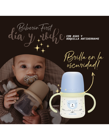 Suavinex Biberón Silicona Entrena Antiderrame con Asas +6 Meses 150 ml